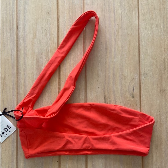 Jade Swim One-Shoulder Halo Bikini Top – “Glow” (Neon Coral-Red) NWT - Picture 3 of 7